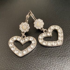 Betsey Johnson Sparkly Drop Heart Earrings